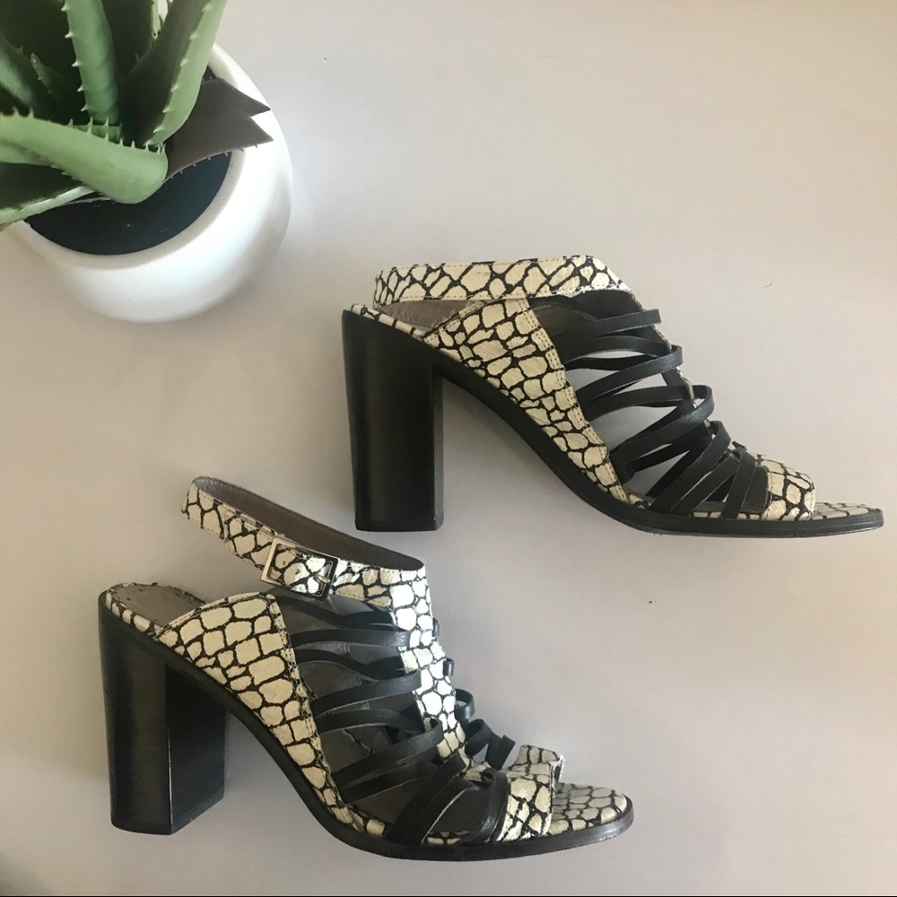 Farylrobin Snakeskin Embossed Block Heels